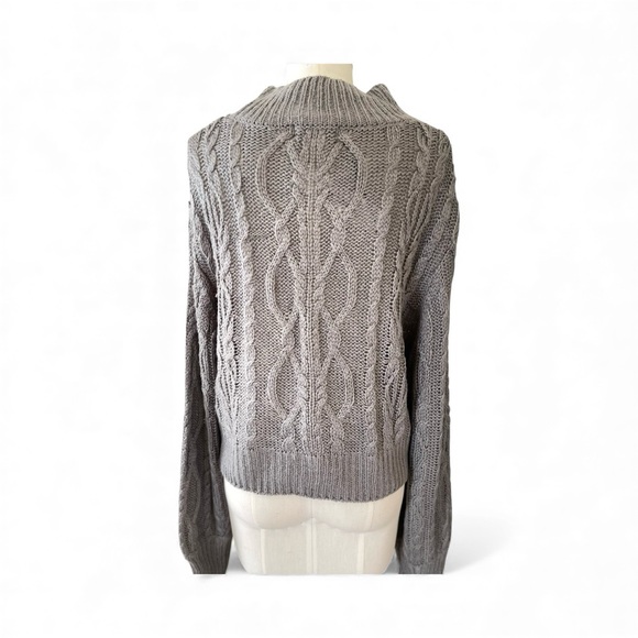 ❤️ NWT! Anthropologie x Vigoss Grey Cable Knit Mock Neck Sweater - Picture 5 of 11